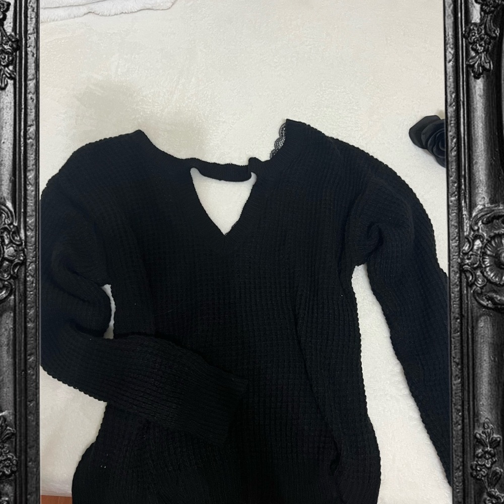 Cozy Black Lace Sweater